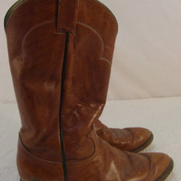 MENS TONY LAMA EL PASO AUTHENTIC LIGHT BROWN LEATHER sz10D COWBOY BOOTS NM 33024 - Picture 7 of 12